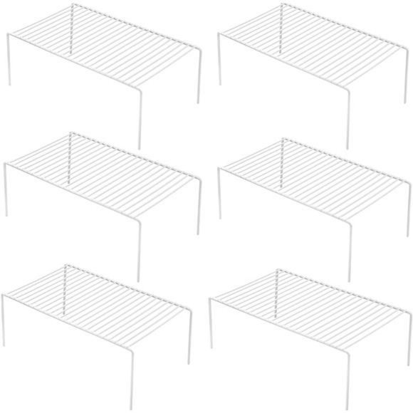 Set of 6 Large (15.7 x 9.4 Inch) Freezer Cabinet Storage Shelf Wire Rack - White